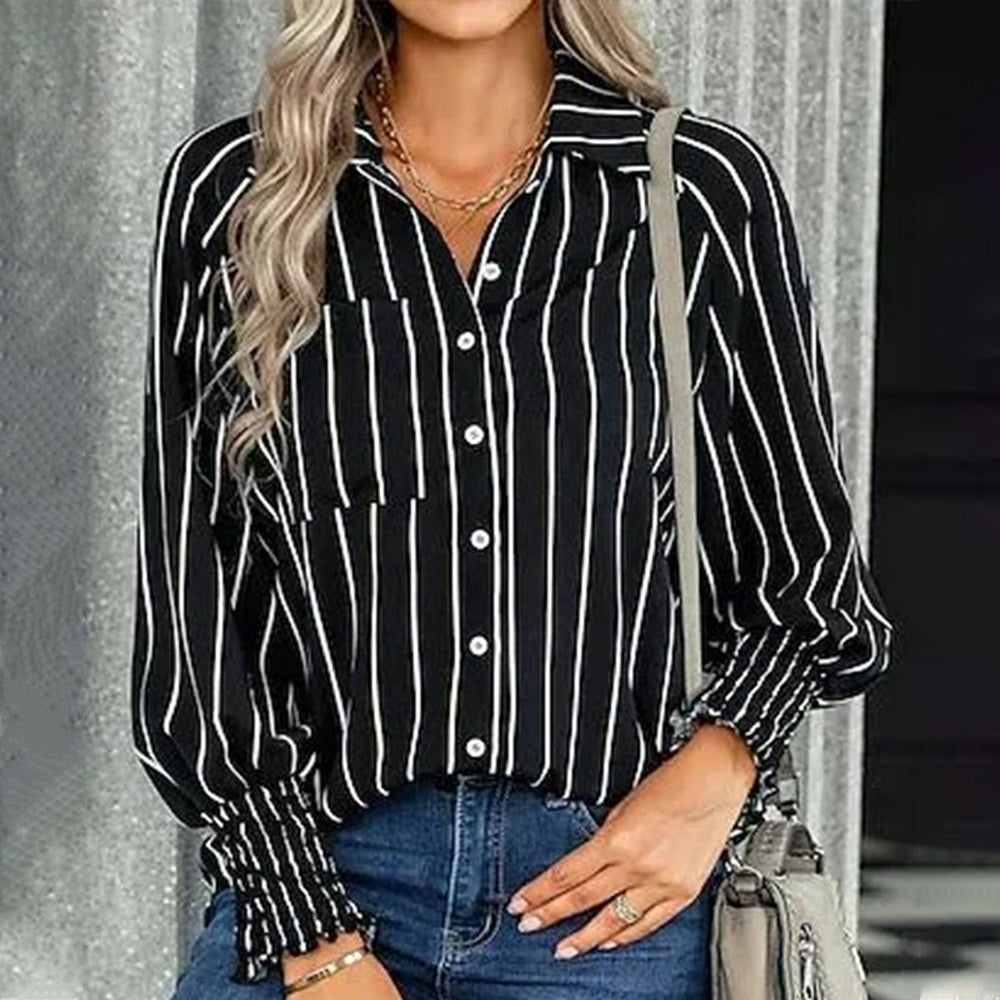 Black Striped Long Sleeve Top