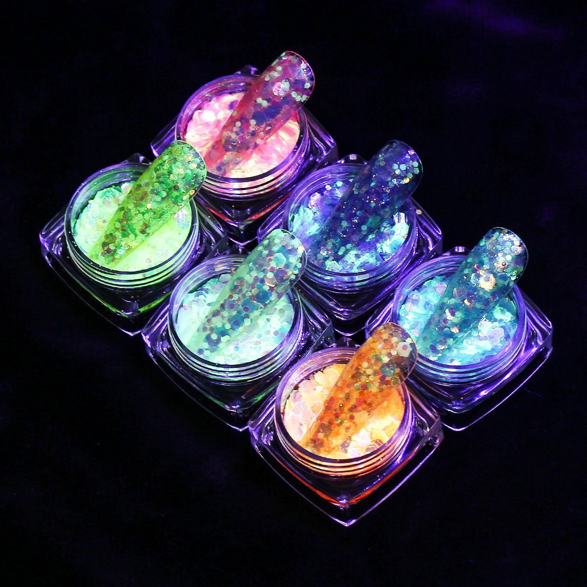 12 bottles Luminous Nail Art Glitter Kit