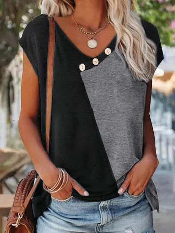 Black And White Color Block Top