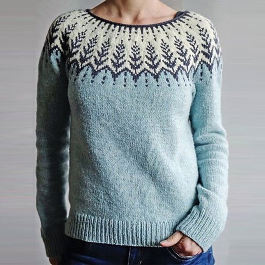 Fresh Blue Round Neck Sweater