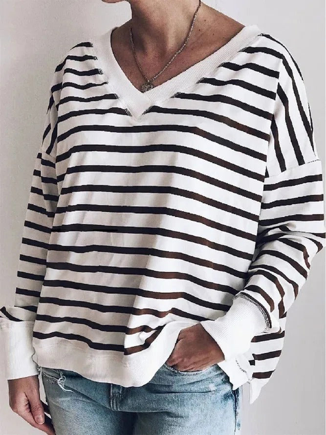 Classy Long Sleeve Striped Top