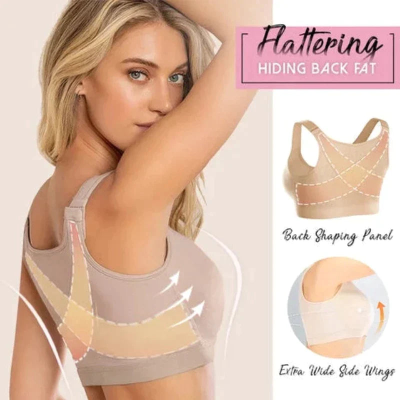 Front Closure Back Support Bra-White