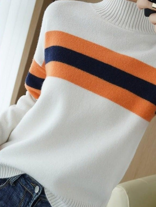 Modern White High Neck Sweater