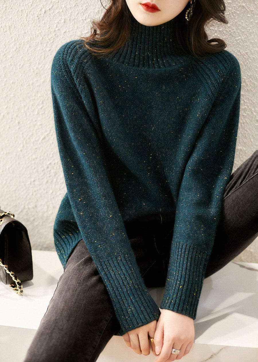 Comfy Green Mock Neck Sweater