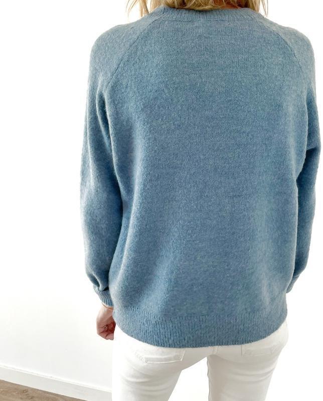 Sky Blue Button Front V-Neck Sweater