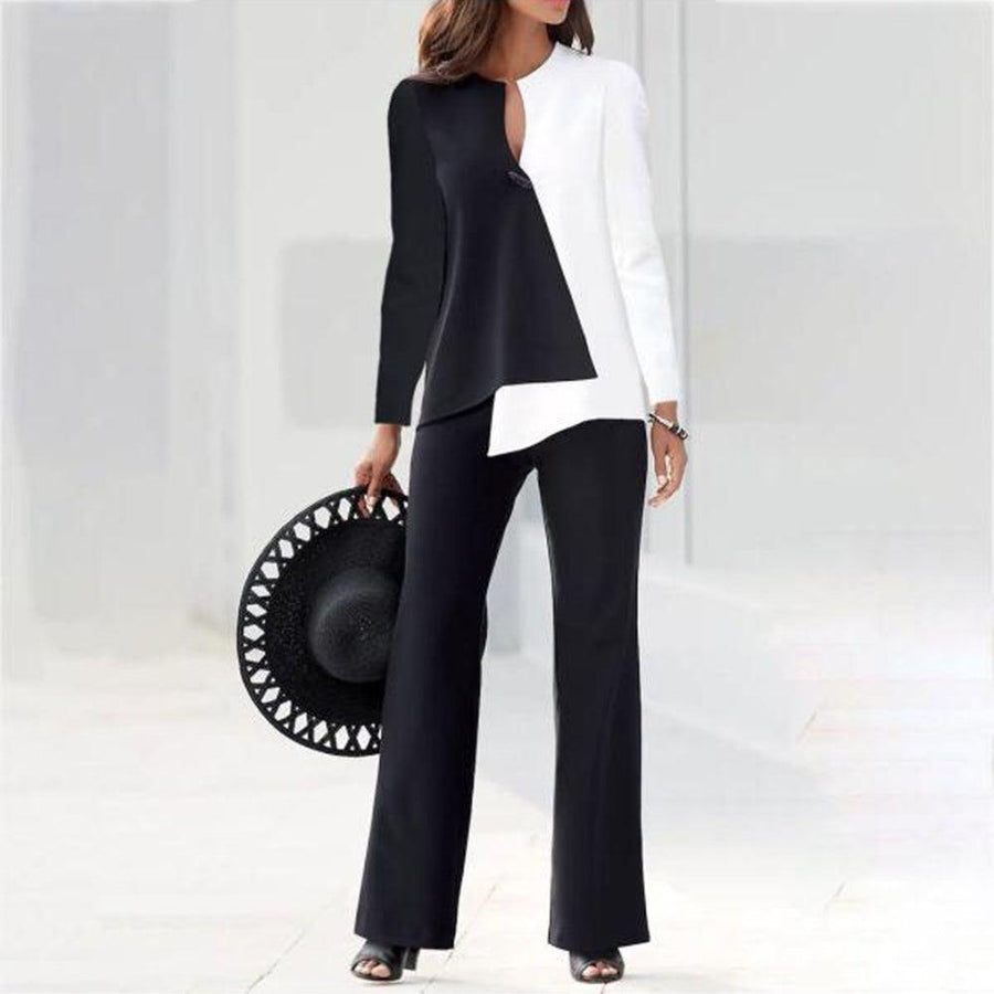Black and White Business Casual Two Piece Set