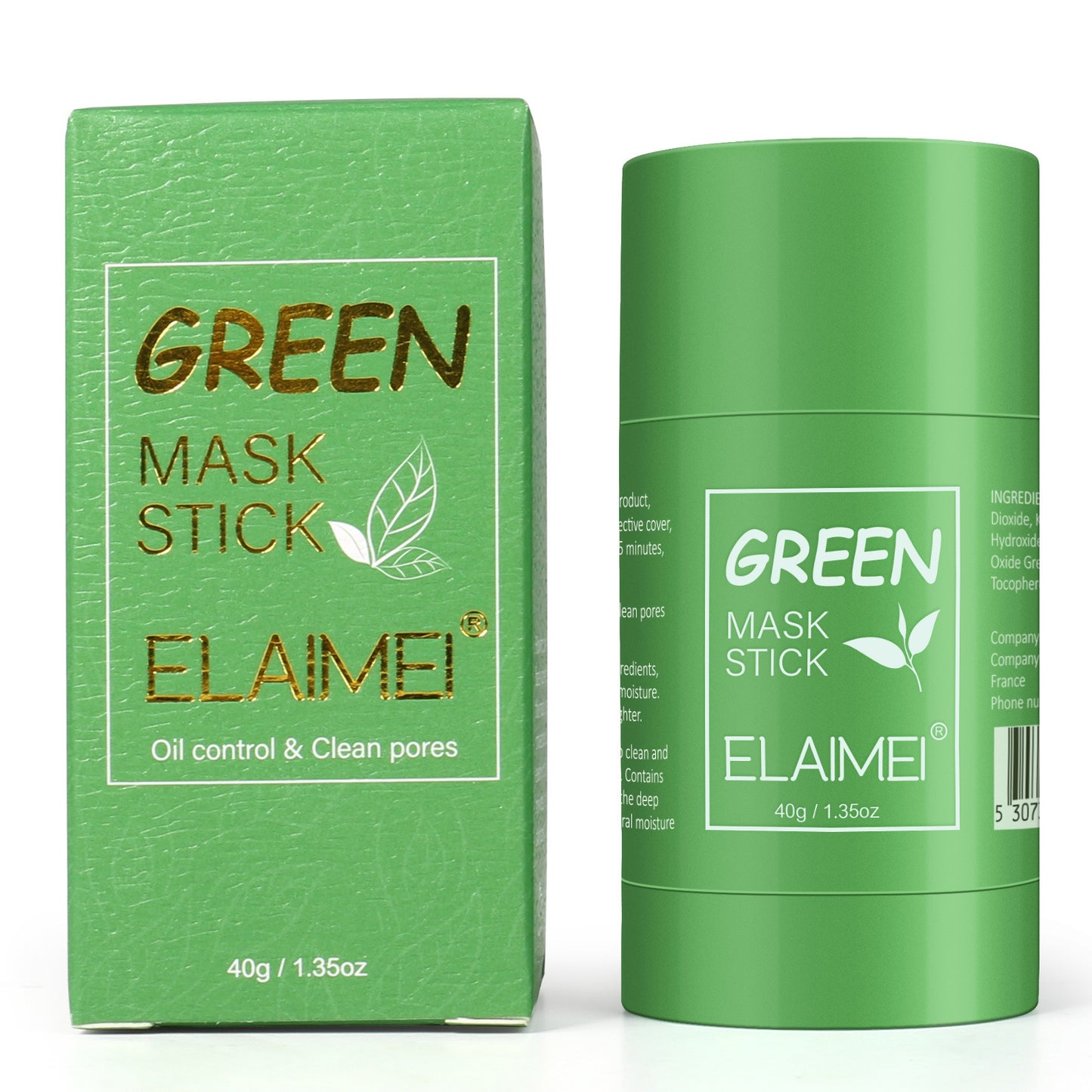 跨境爆款ELAIMEI绿茶固体面膜控油深层清洁去黑头涂抹式面膜
