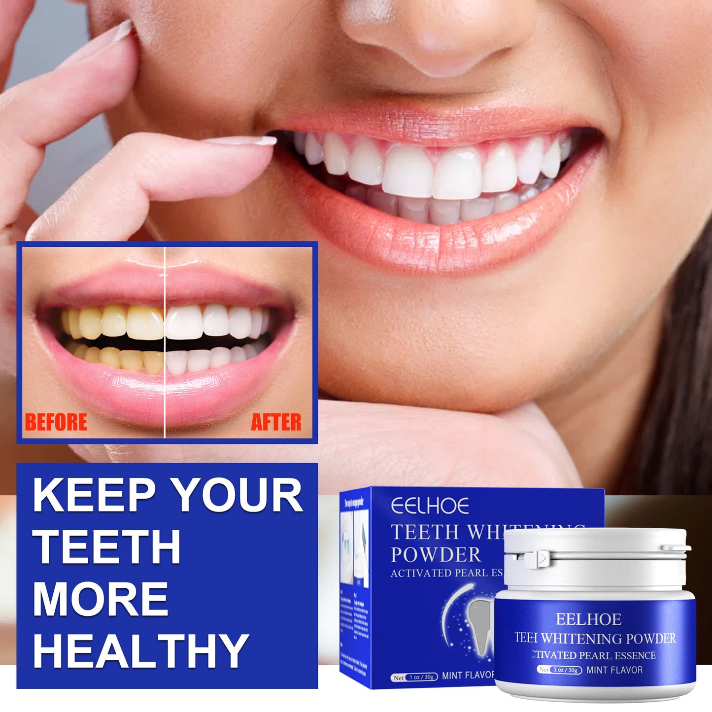 EELHOE 牙粉美牙口腔清洁清新口气洁牙粉牙斑净去牙黄渍洁白牙齿