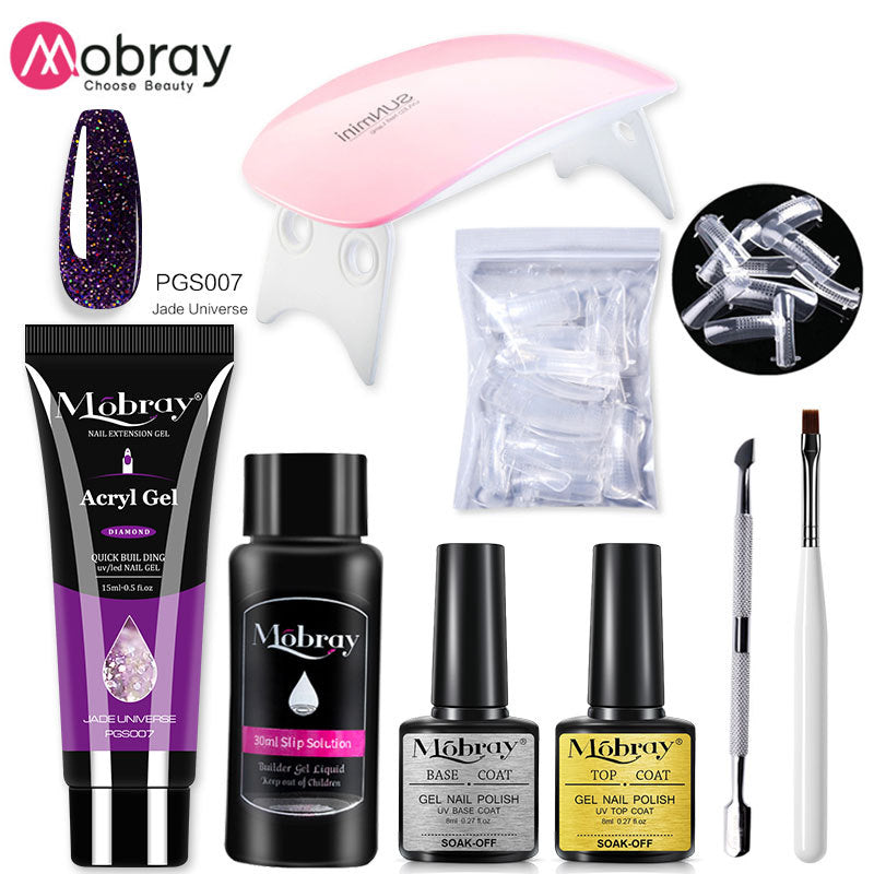 New Polygel Nails Kit (With Phototherapy Lamps, Nails, Brushes, Cleaning Tools)