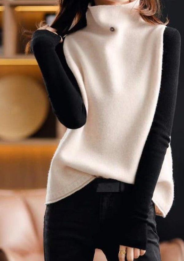 Comfy High Neck Color Block Sweater