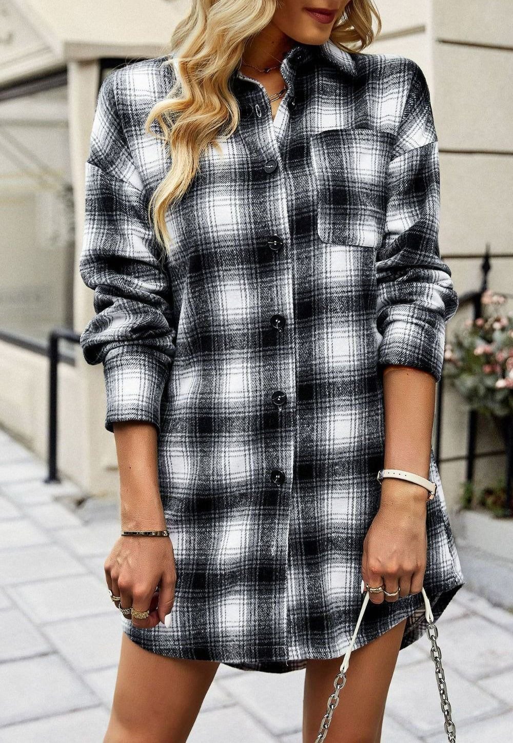 Baggy Long Sleeve Check Outerwear