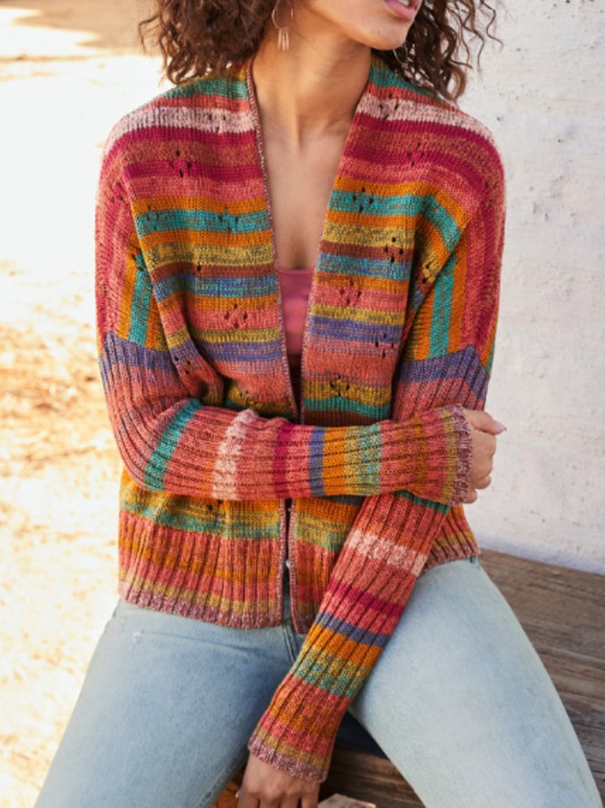 Showy Multicolor Long Sleeve Outerwear