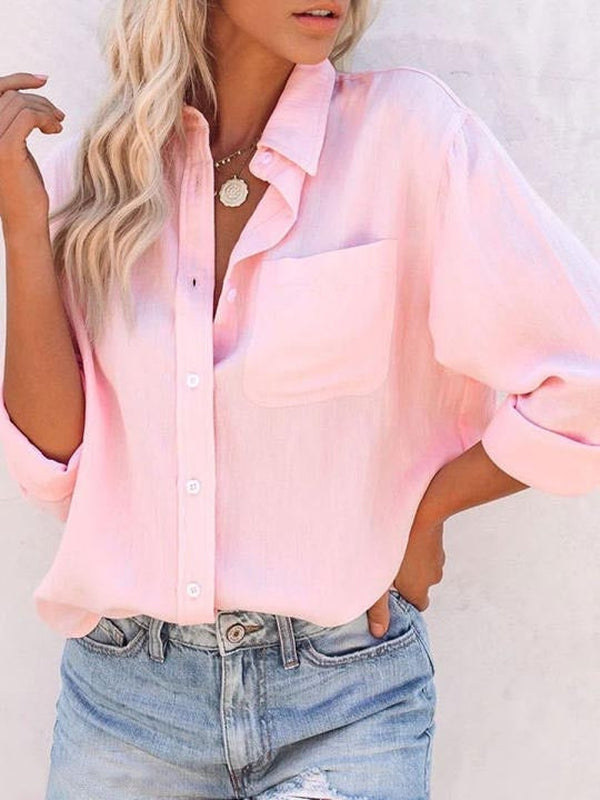 Oversized Drop Shoulder Pink Long Sleeve Shirt