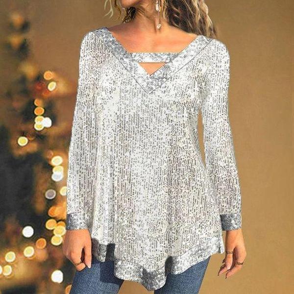 Groovy Silver Sequined Top