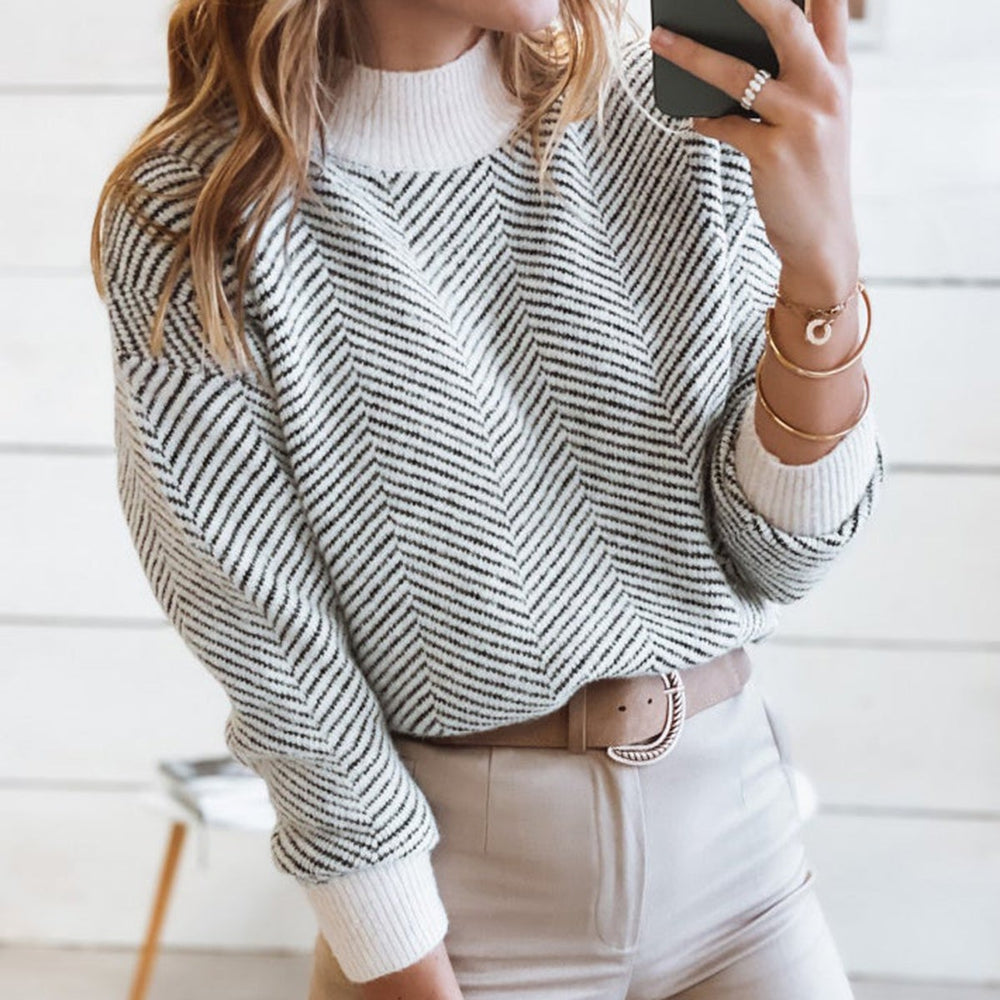Elegant Print Long Sleeve Sweater