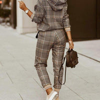 Plaid Days Casual Hoodie and Pants 2-Piece Set