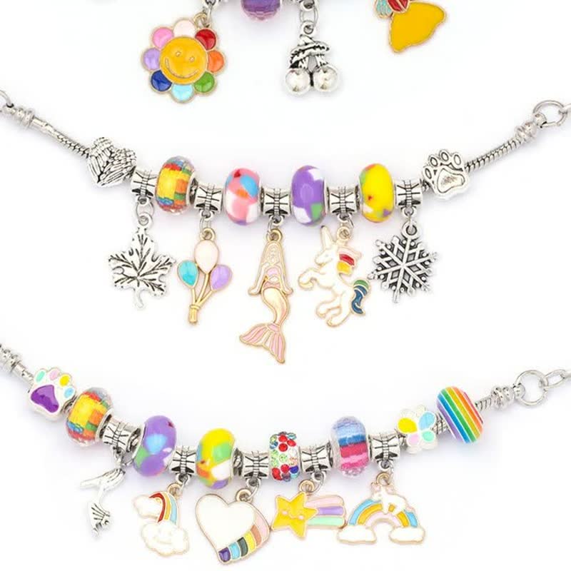 Dazzling Colorful Crystal Beaded Bracelet Diy Kids' Accessories Unicorn Adorable